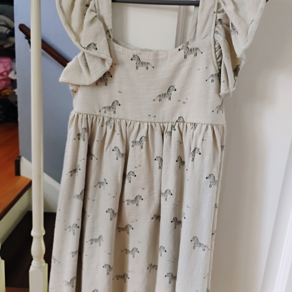 Rylee + Cru Cream Sundress with Square Neck and Cap Sleeves